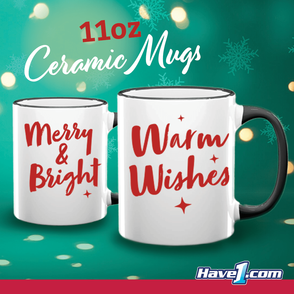 Mug (11 oz) Ceramic with black rim and handle