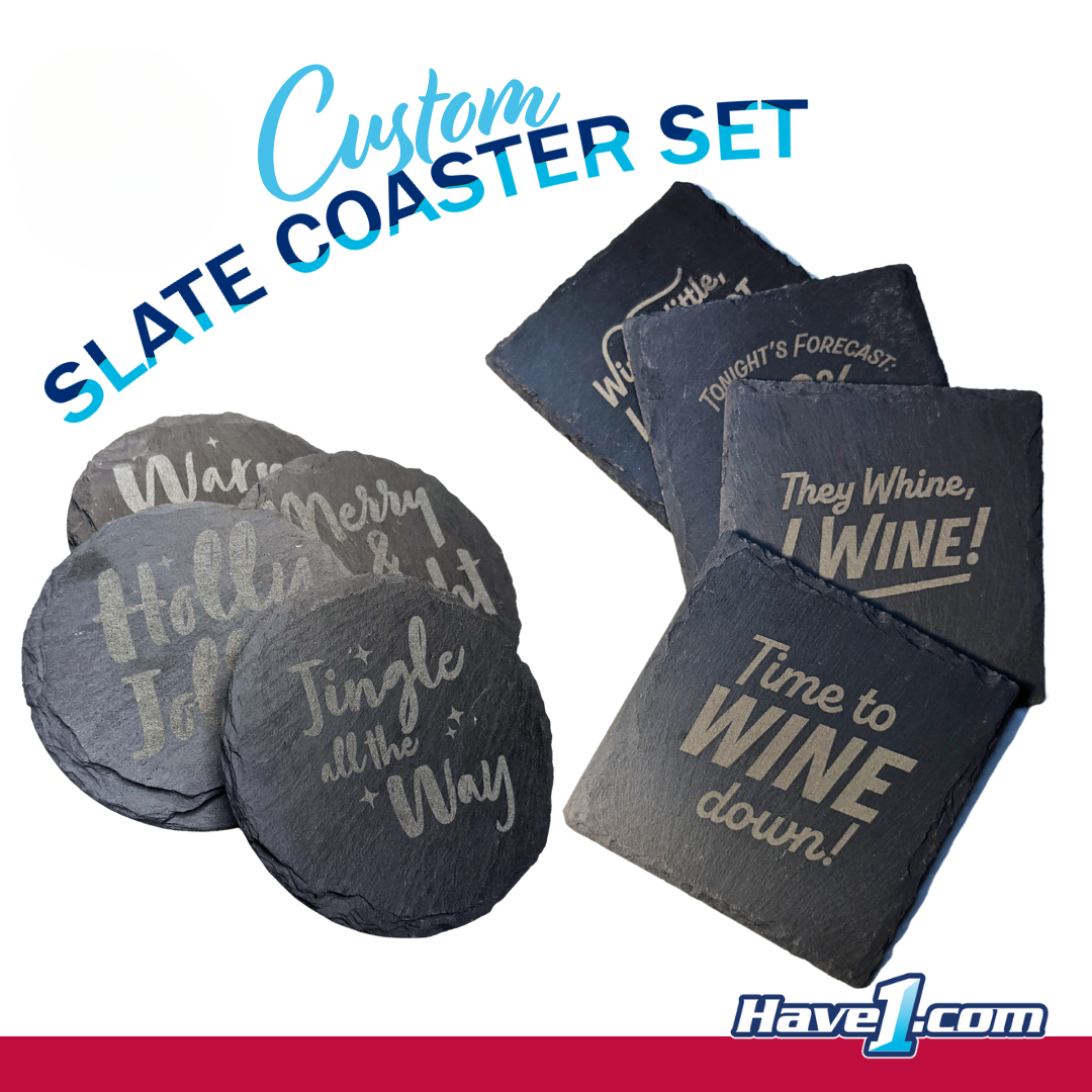 Slate Coasters with Lasered Design (Set of 4)